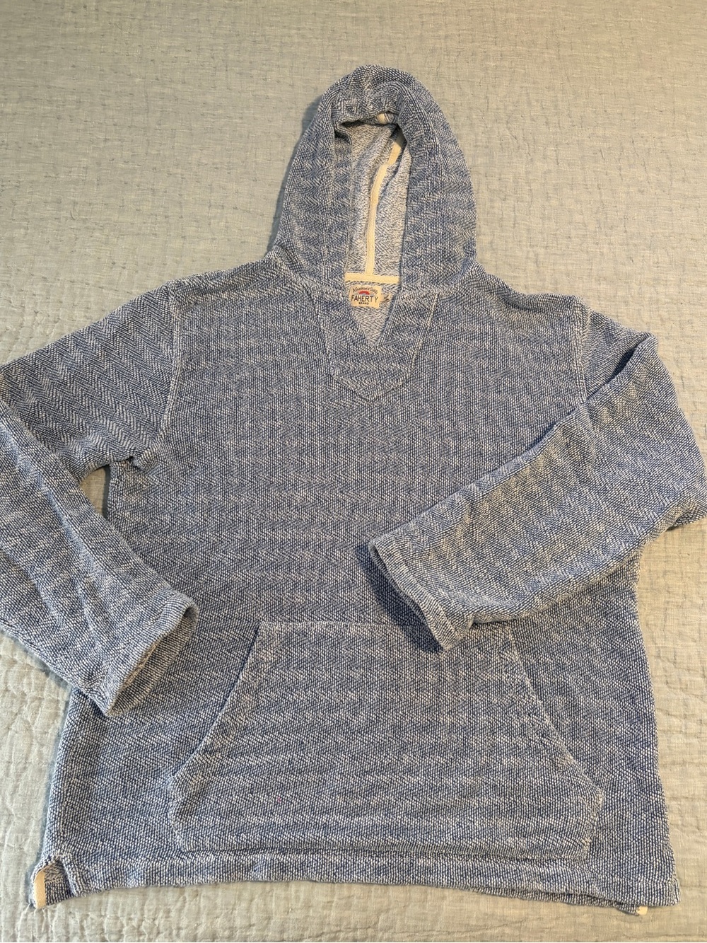 Faherty Light Blue Woven Hooded Pullover